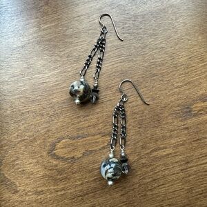 🦋 2/$10 - Earrings - Handmade - Black Marble